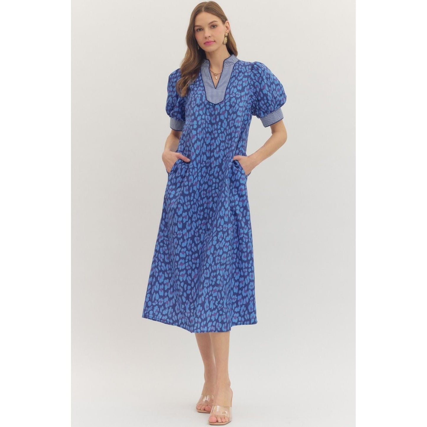 Cheetah Blue Midi Dress