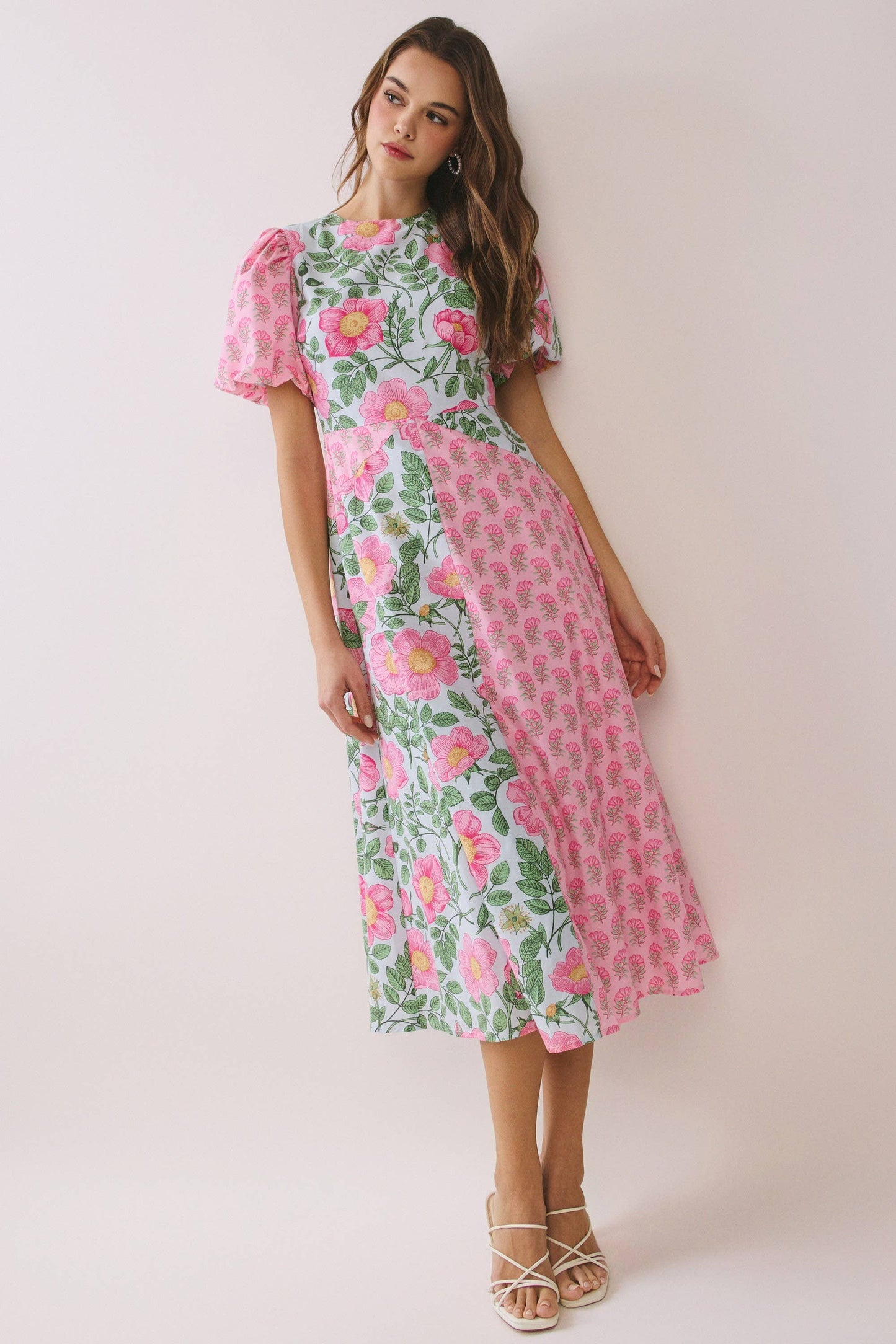 Garden Gala Dress- Pink Mixed Floral