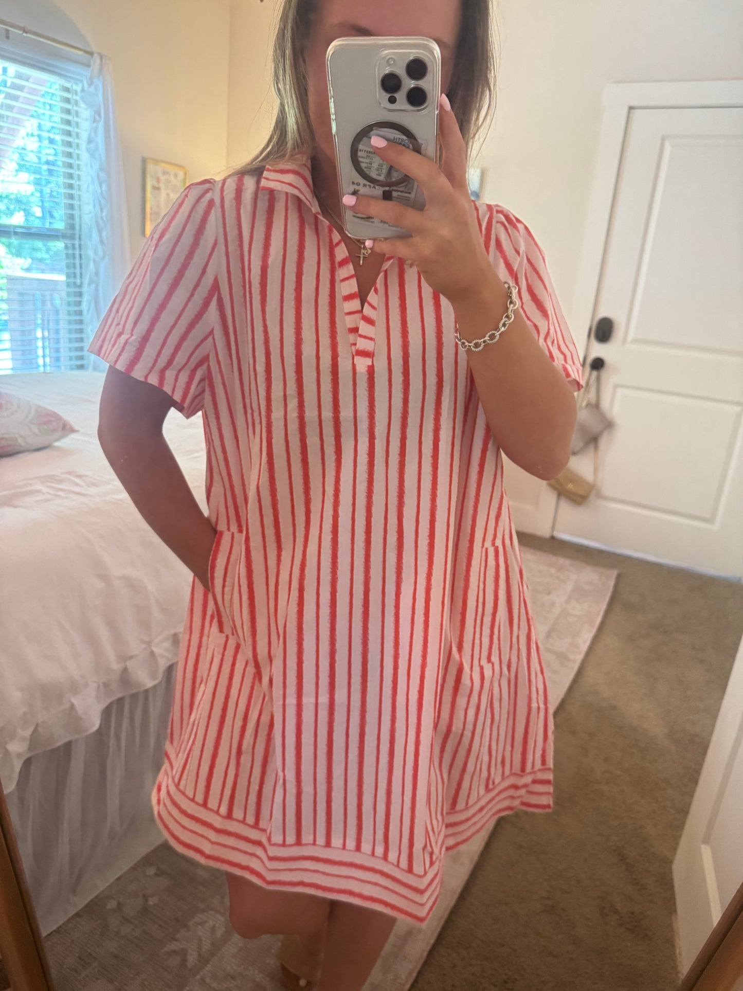 Coastal Breeze Striped Shirt Dress