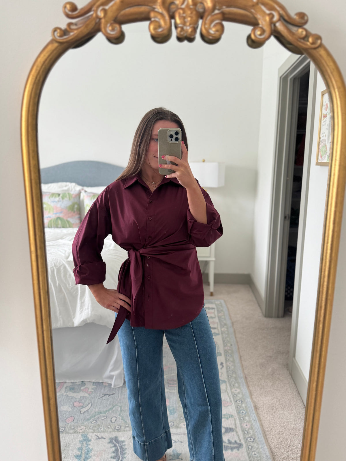 Side Tie Blouse in Plum