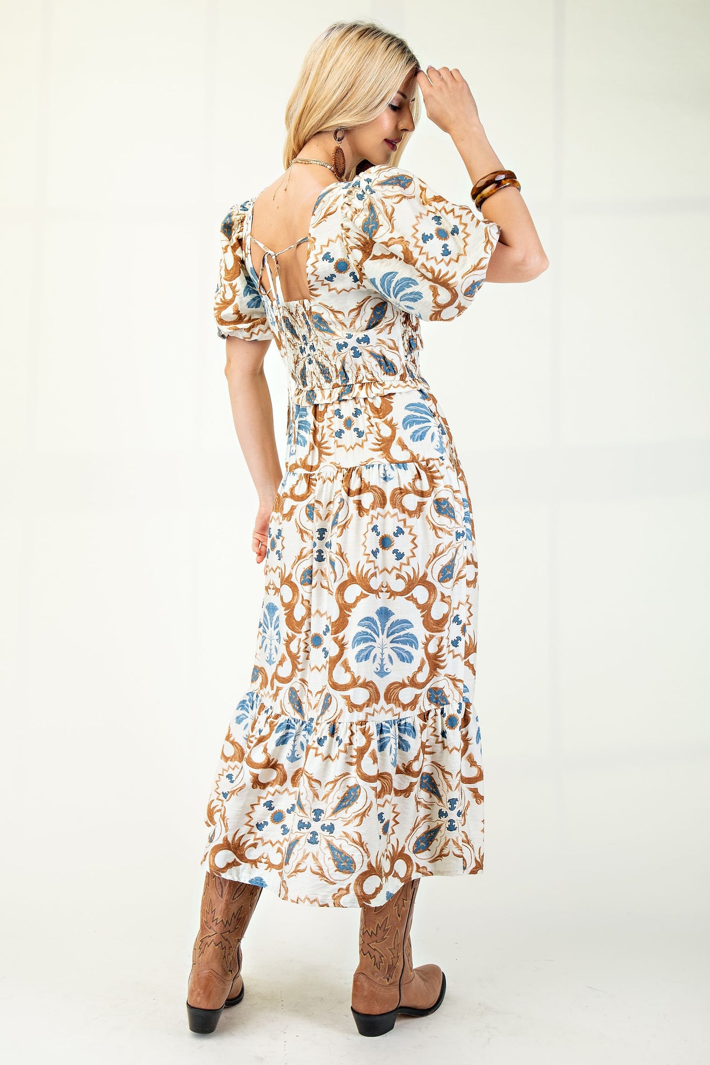 Olivia Square Neck Puff Sleeve Dress
