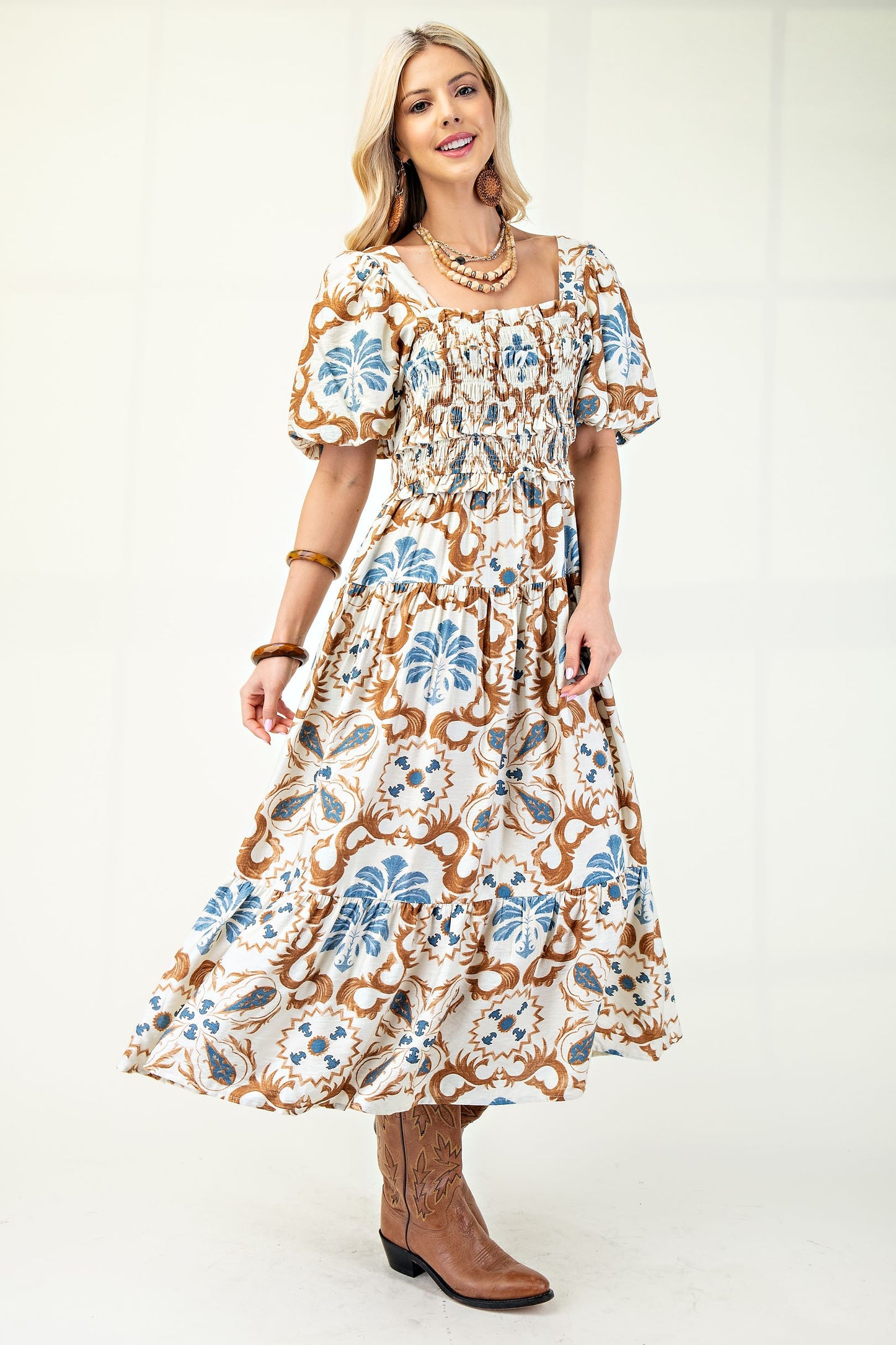 Olivia Square Neck Puff Sleeve Dress
