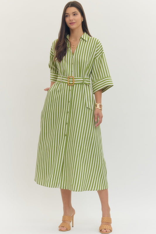 Annie Stripe Dress in Green