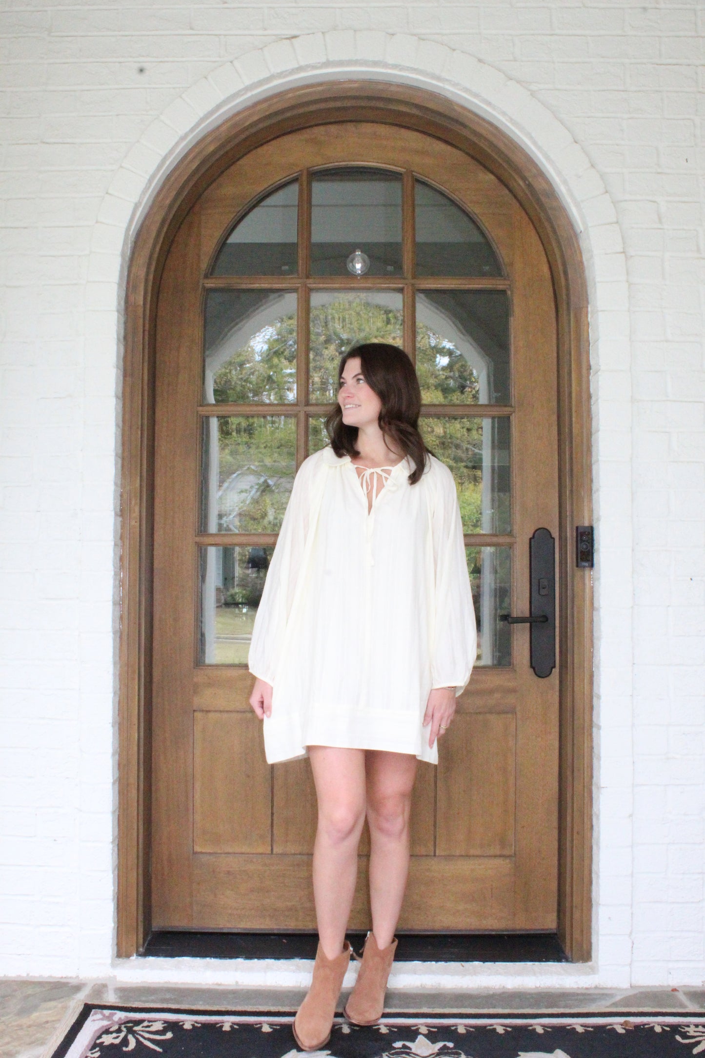 Violet Balloon Sleeve Mini Dress
