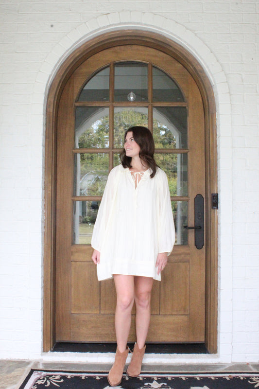 Violet Balloon Sleeve Mini Dress
