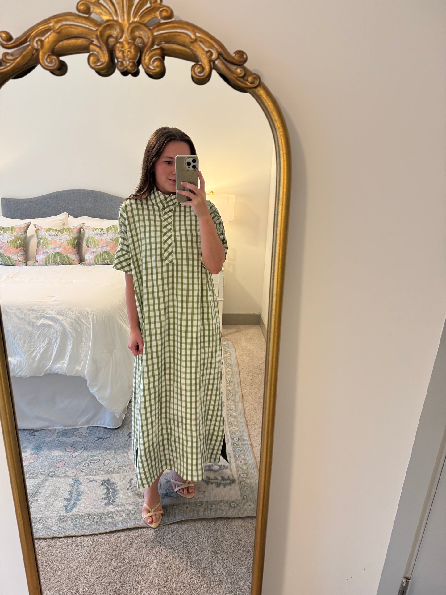 Green Gingham Midi