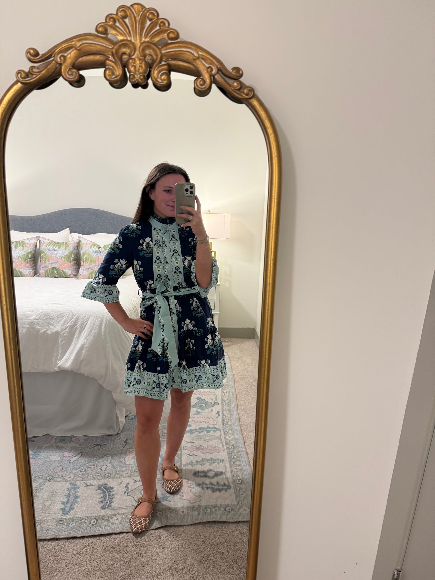 Floral Print Mini Dress with Tie Waist