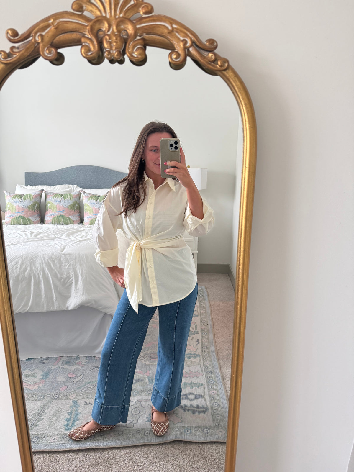 Side Tie Blouse in Cream