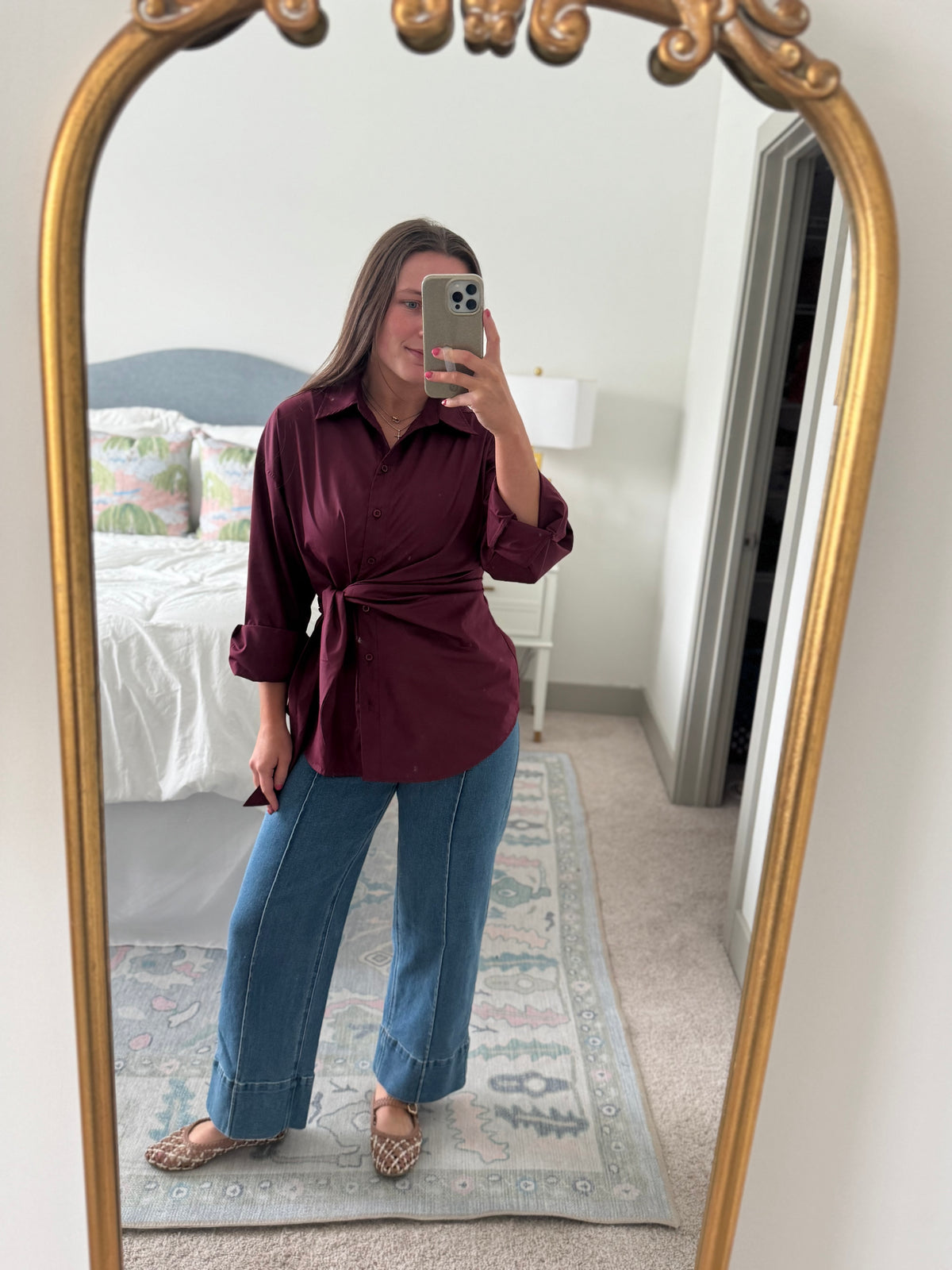Side Tie Blouse in Plum