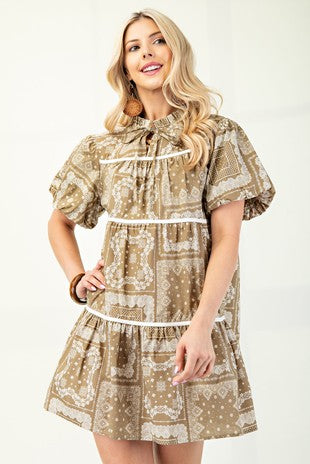 Tiered Brown Mini Dress