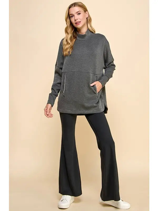 Oversized Mock Neck Sweatshirt