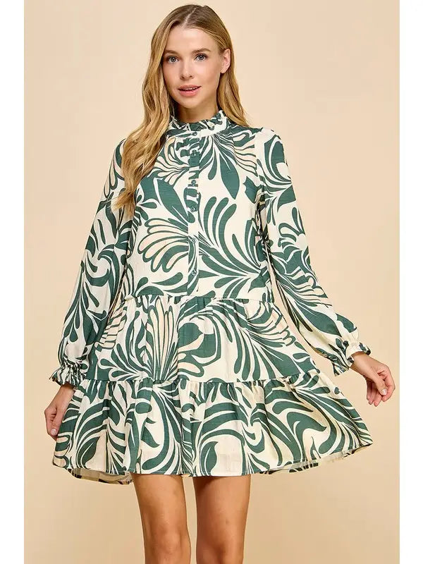 Printed Long Sleeve Dress