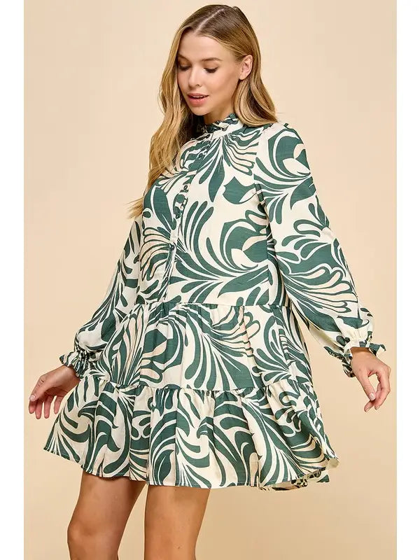 Printed Long Sleeve Dress
