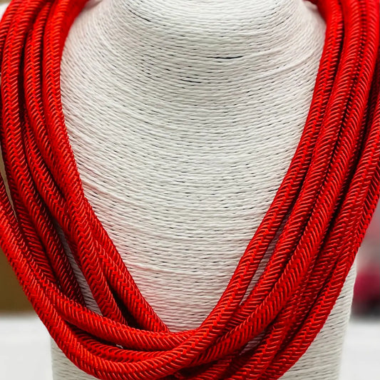 Red Slub 8-Strand Necklace