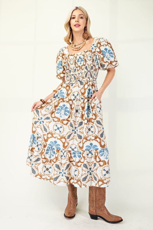 Olivia Square Neck Puff Sleeve Dress