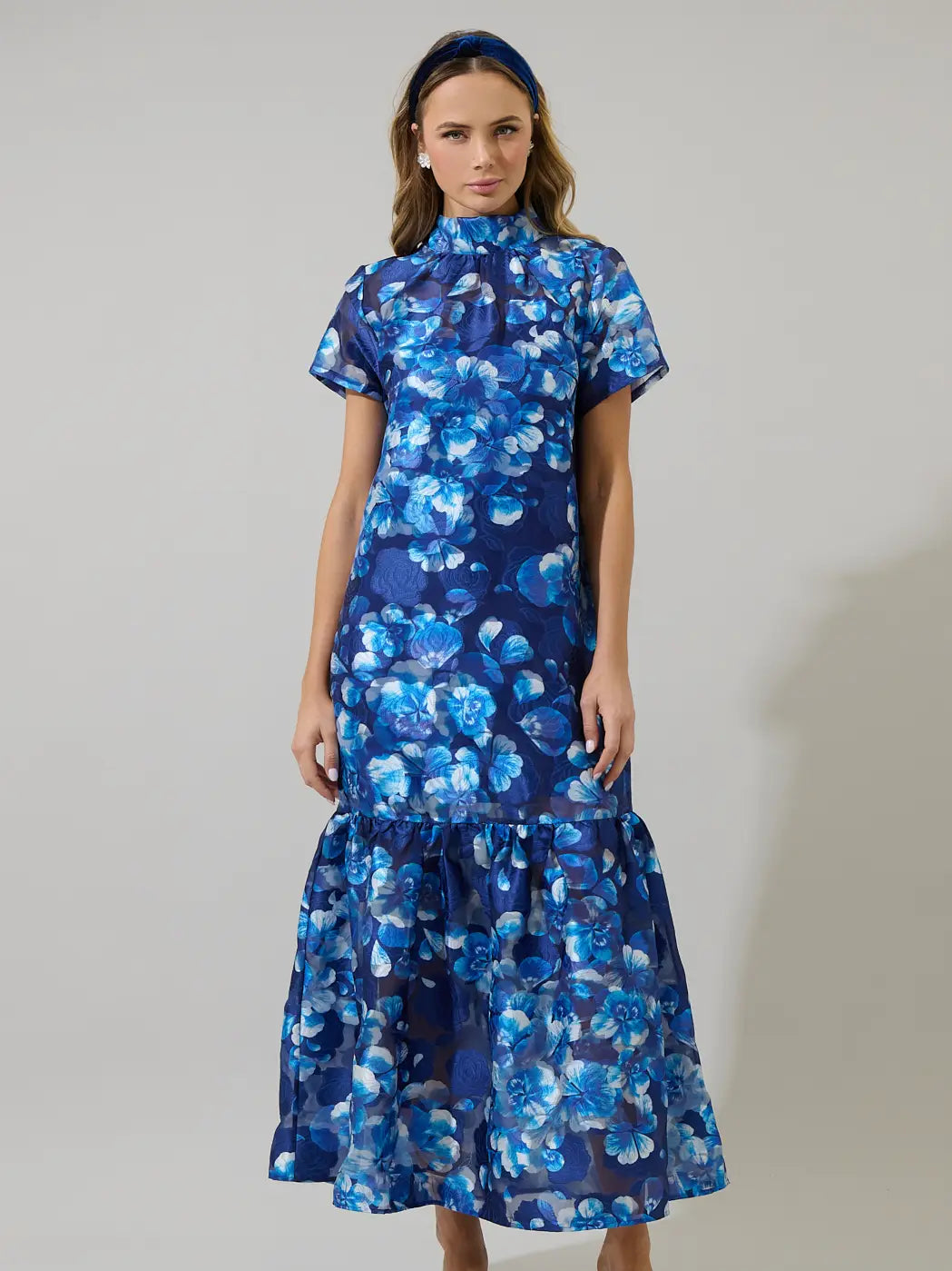 Abay Floral Dime Organza Maxi Dress